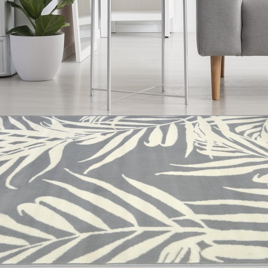 Maestro Organic Leaf Modern Rugs In Grey